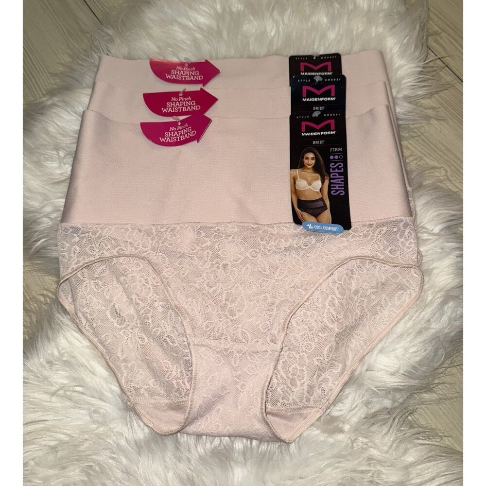 3 Maidenform Tame Your Tummy Brief Shaper Panties Firm L Large Pink DM0051